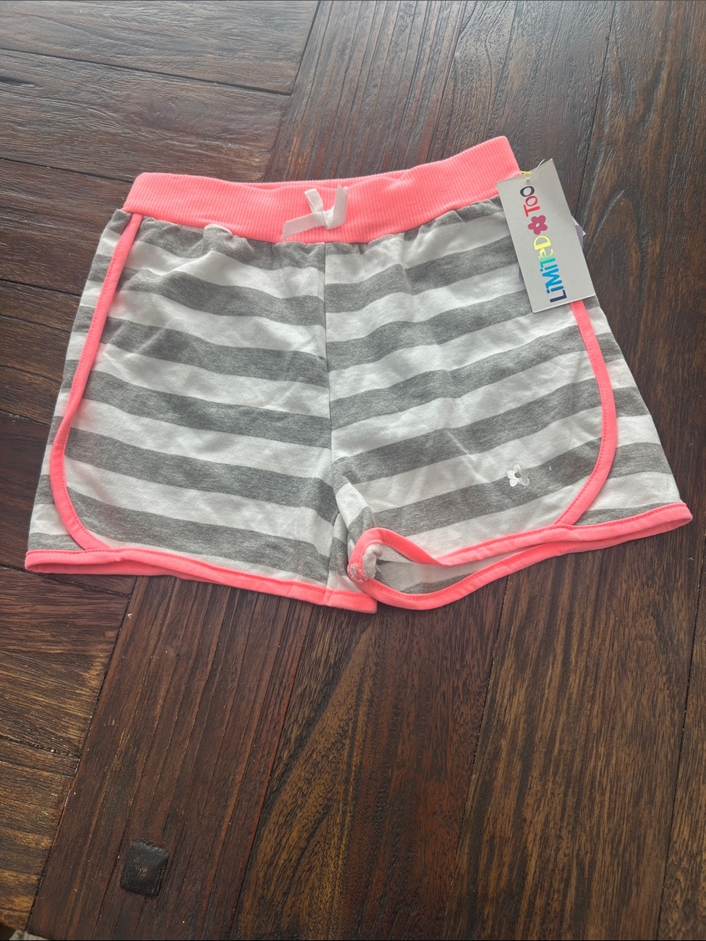 Limited Too Gray and Coral Striped Girls Shorts